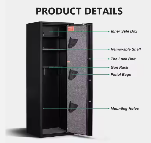 Home Biometric Digital Gun Safe Cabinet High Security Steel Gun Safe